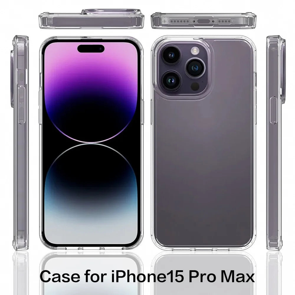 For iPhone 15 Pro Max Shockproof Acrylic+TPU Hybrid Mobile Phone Cover Clear Anti-Scratch Phone Case Shell - 6