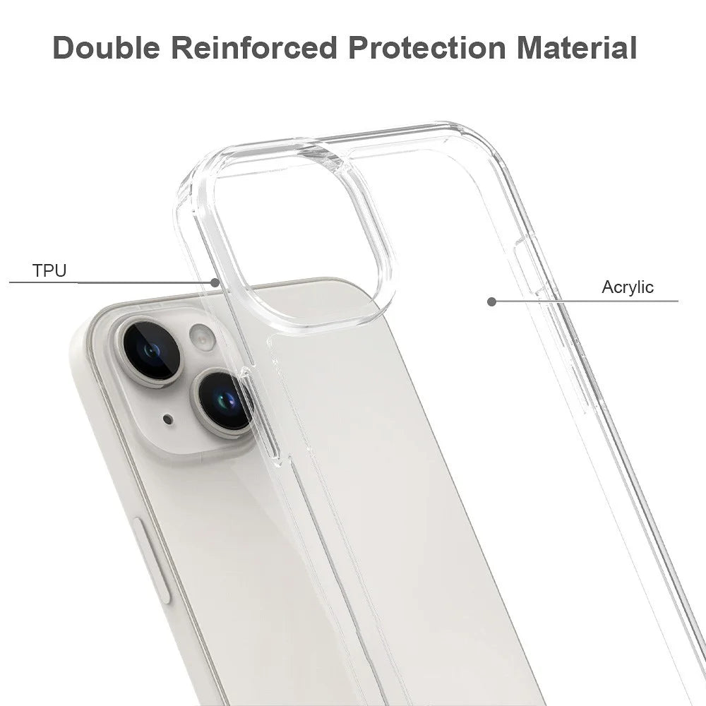 For iPhone 15 Plus Clear Acrylic+TPU Hybrid Phone Cover Anti-Scratch Mobile Phone Case Shell - 4