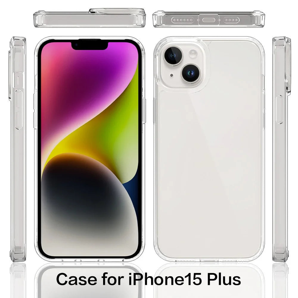 For iPhone 15 Plus Clear Acrylic+TPU Hybrid Phone Cover Anti-Scratch Mobile Phone Case Shell - 6
