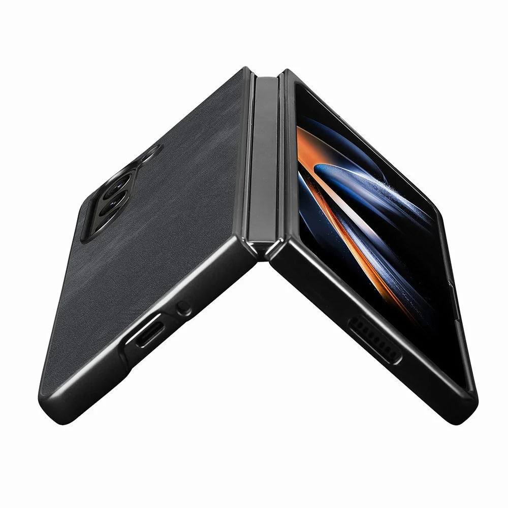 For Samsung Galaxy Z Fold5 5G Vintage PU Leather+PC Phone Case Anti-Scratch Protective Cover - Black - 3