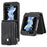 Protective Wallet Case for Samsung Galaxy Z Flip5 5G Retro PU Leather PC Phone Cover with Kickstand - Black - 1