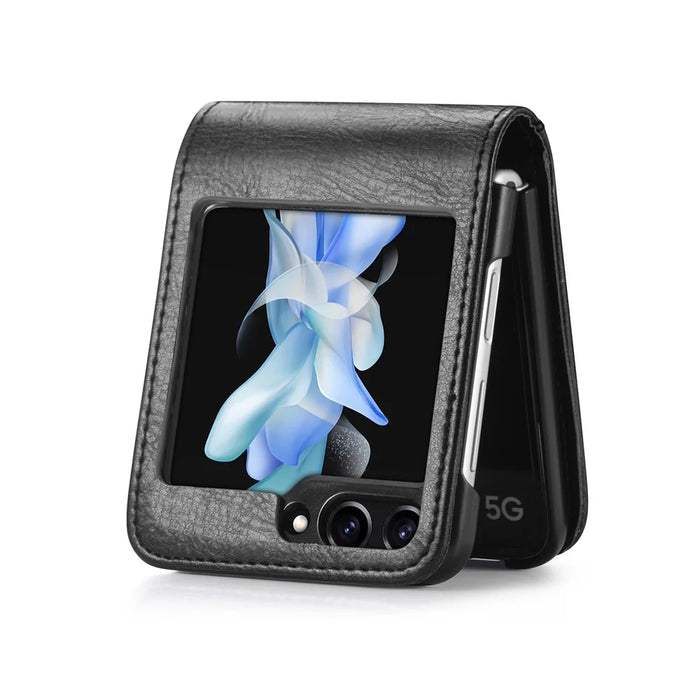 Wallet Phone Case for Samsung Galaxy Z Flip5 5G Anti-Drop PU Leather PC Phone Shell - Black - 3