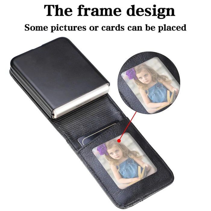 Wallet Phone Case for Samsung Galaxy Z Flip5 5G Anti-Drop PU Leather PC Phone Shell - Black - 6