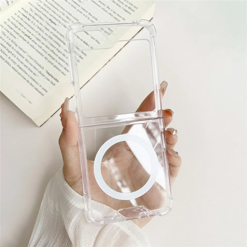 For Samsung Galaxy Z Flip5 5G Clear Protective Case Hard PC Magnetic Phone Cover - 1