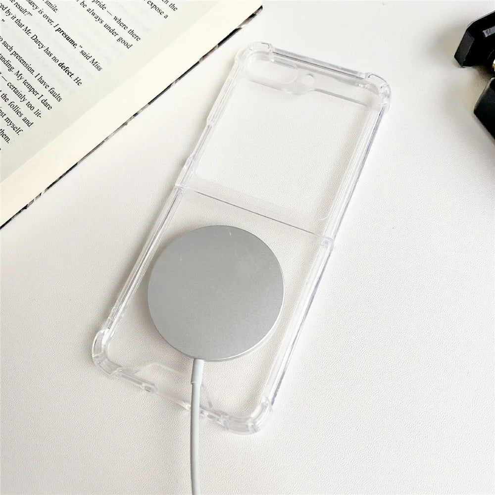 For Samsung Galaxy Z Flip5 5G Clear Protective Case Hard PC Magnetic Phone Cover - 3