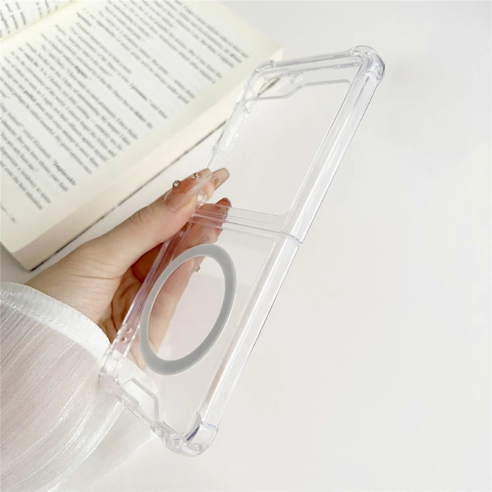 For Samsung Galaxy Z Flip5 5G Clear Protective Case Hard PC Magnetic Phone Cover - 4