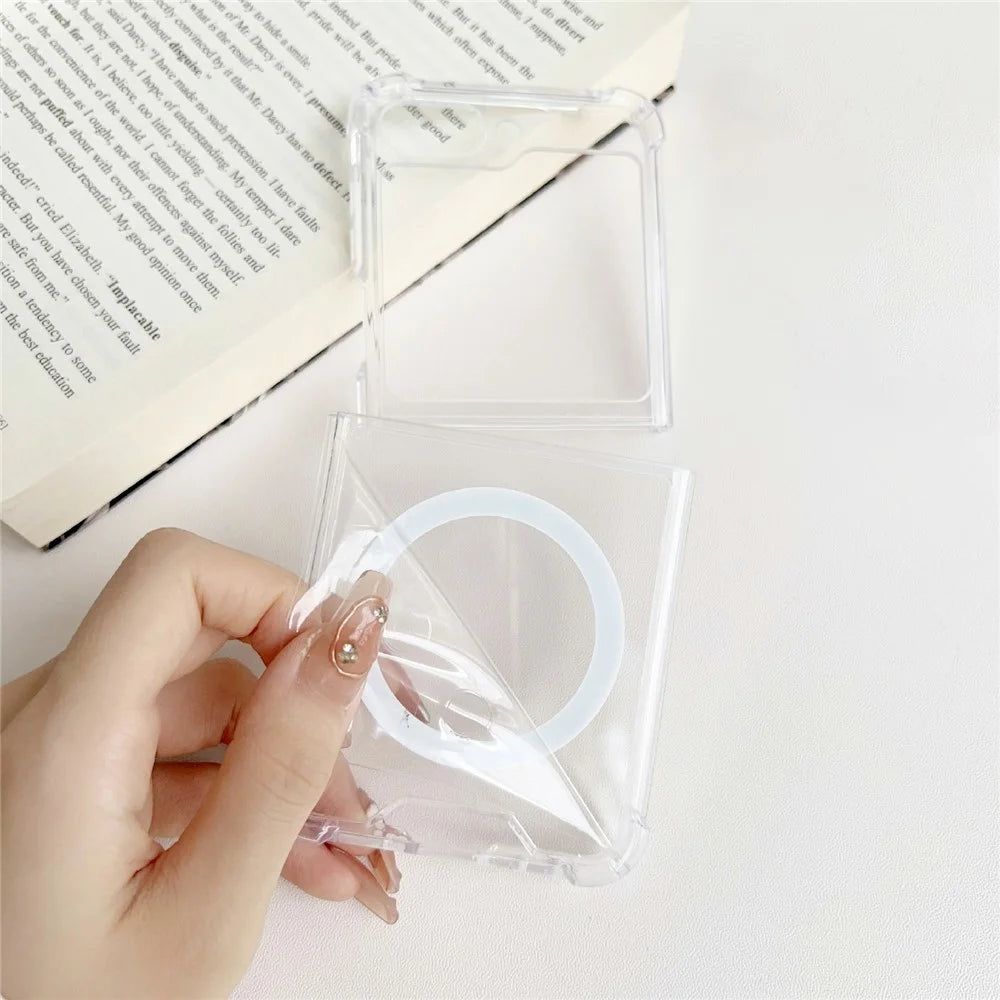 For Samsung Galaxy Z Flip5 5G Clear Protective Case Hard PC Magnetic Phone Cover - 5