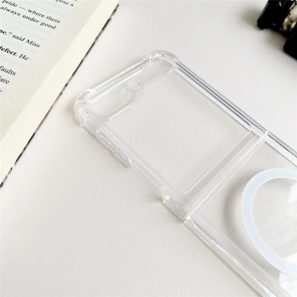 For Samsung Galaxy Z Flip5 5G Clear Protective Case Hard PC Magnetic Phone Cover - 6