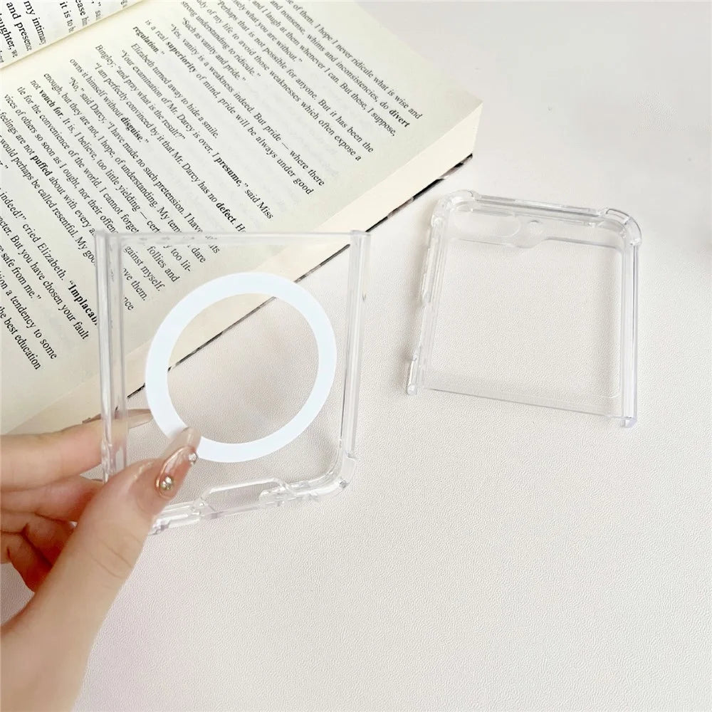 For Samsung Galaxy Z Flip5 5G Clear Protective Case Hard PC Magnetic Phone Cover - 7