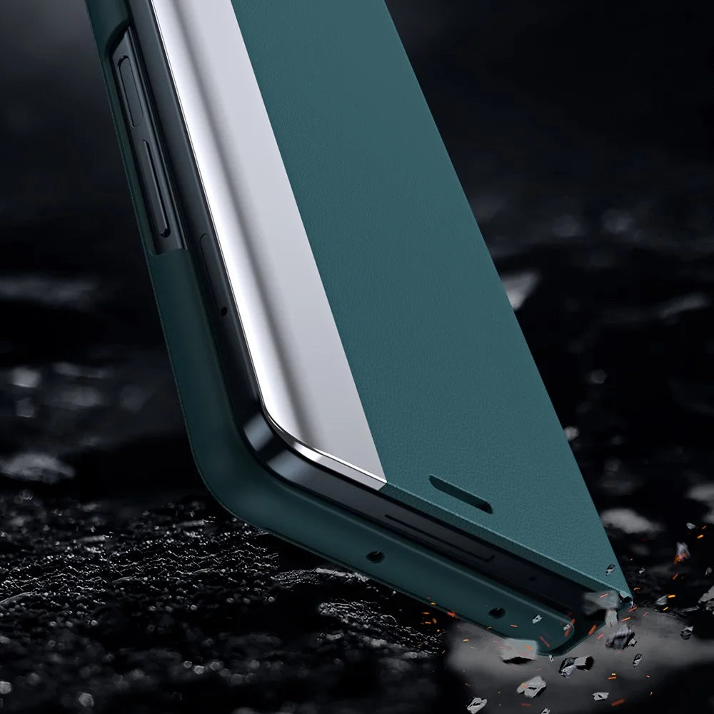 For Samsung Galaxy Z Fold5 5G Shockproof Case PU Leather+PC Phone Cover with Pencil - Green - 7