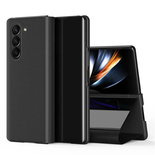 For Samsung Galaxy Z Fold5 5G Flip Leather Cover with Stand Full Body Protective Phone Case - Black - 1