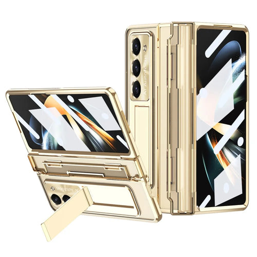 For Samsung Galaxy Z Fold5 5G Kickstand PC Case Shockproof Folding Phone Cover - Gold - 1