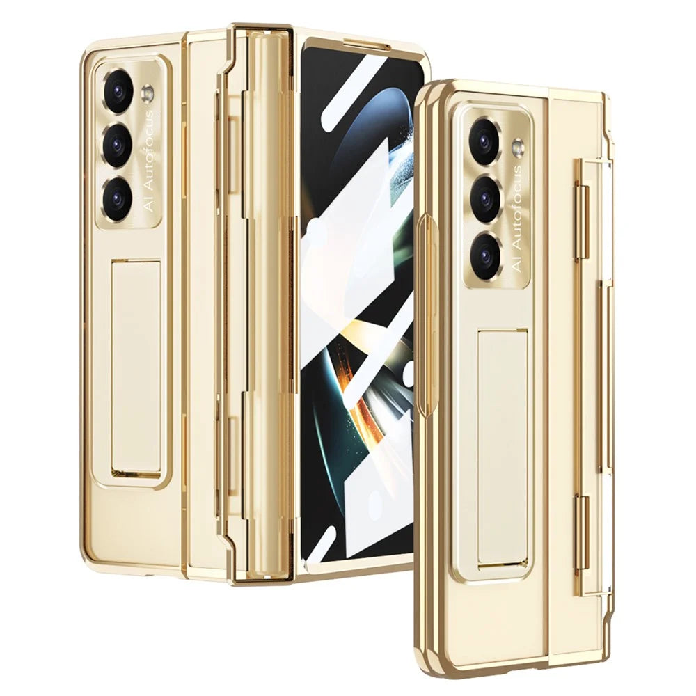 For Samsung Galaxy Z Fold5 5G Kickstand PC Case Shockproof Folding Phone Cover - Gold - 3