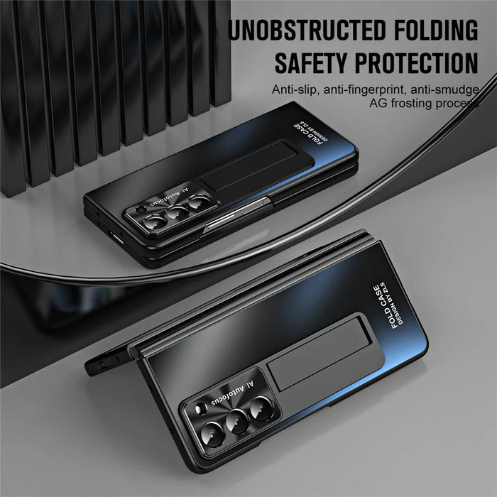 For Samsung Galaxy Z Fold5 5G Hard PC Kickstand Case Shockproof AG Matte Phone Cover - Black - 2