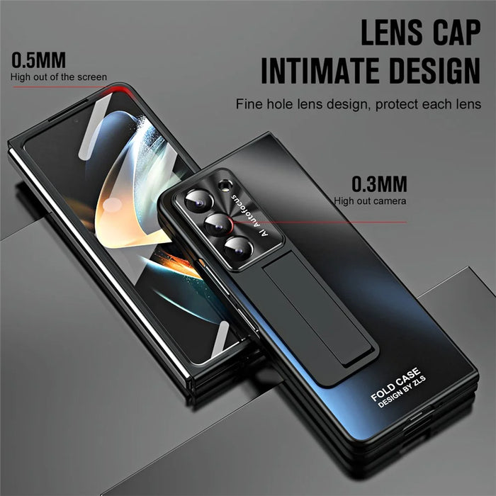 For Samsung Galaxy Z Fold5 5G Hard PC Kickstand Case Shockproof AG Matte Phone Cover - Black - 3