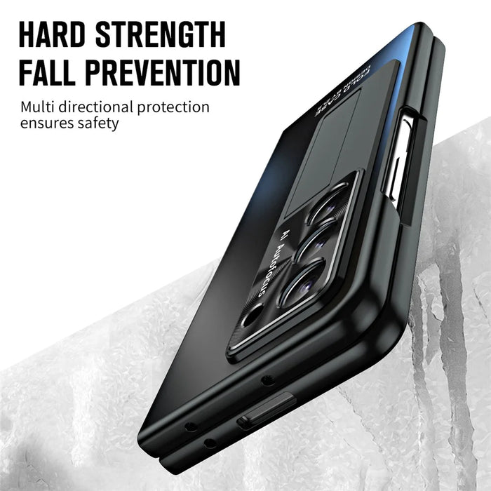 For Samsung Galaxy Z Fold5 5G Hard PC Kickstand Case Shockproof AG Matte Phone Cover - Black - 4