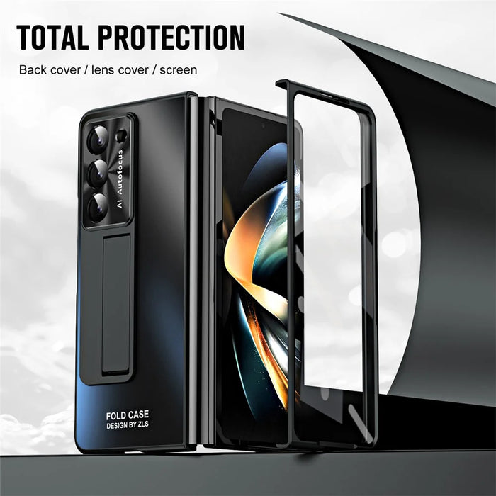 For Samsung Galaxy Z Fold5 5G Hard PC Kickstand Case Shockproof AG Matte Phone Cover - Black - 5