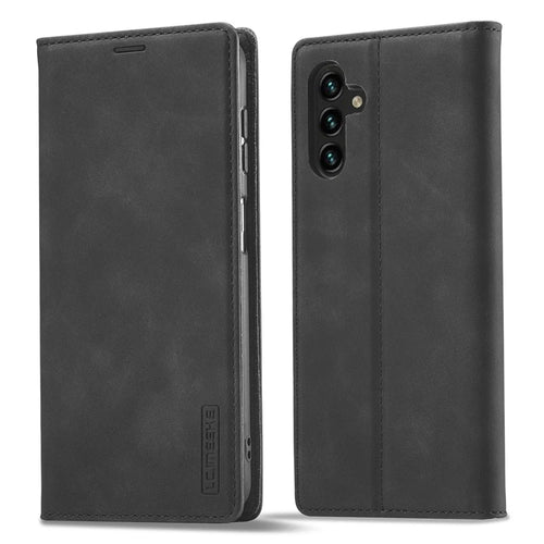 LC.IMEEKE For Samsung Galaxy A24 4G (162.1 x 77.6 x 8.3mm) Microfiber Leather Flip Case Wallet Stand Phone Cover - Black - 1