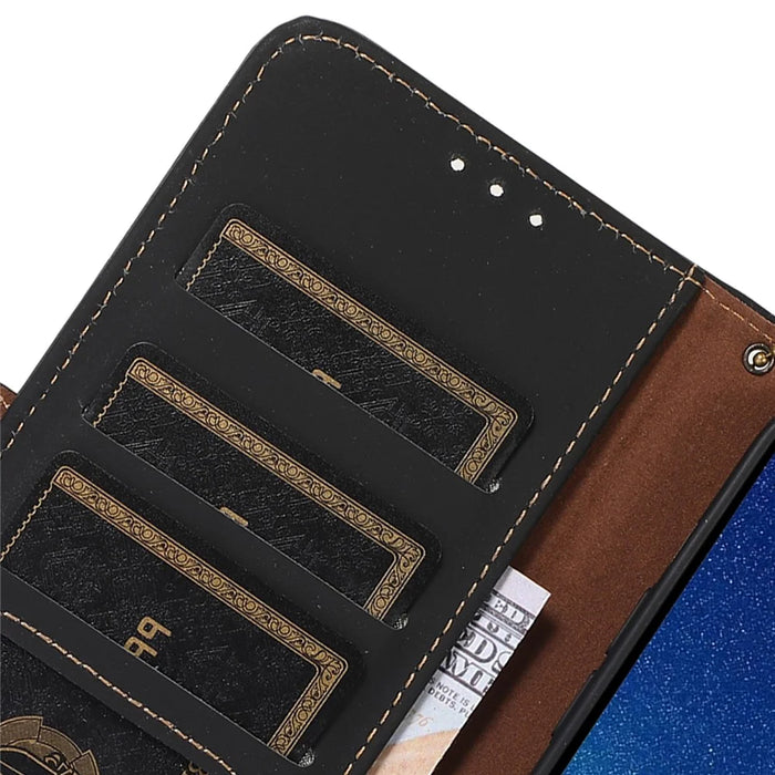 For OnePlus Nord 3 5G / Ace 2V Wallet Phone Case Genuine Cow Leather RFID Blocking Stand Cover - Black - 5