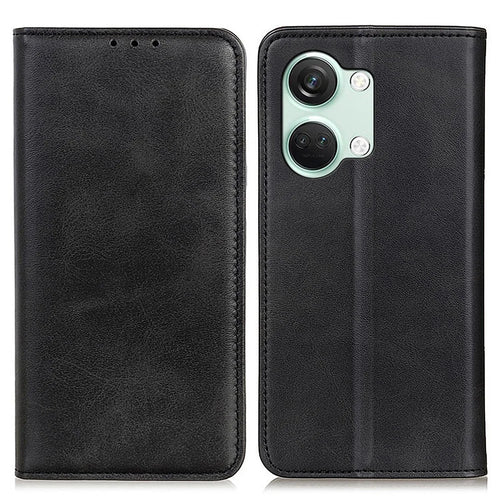 For OnePlus Nord 3 5G / Ace 2V Wallet Case Split Leather Stand Magnetic Flip Phone Cover - Black - 1