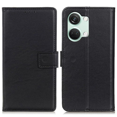For OnePlus Nord 3 5G / Ace 2V Textured PU Leather Wallet Cover Anti-fall Flip Stand Phone Case - Black - 1
