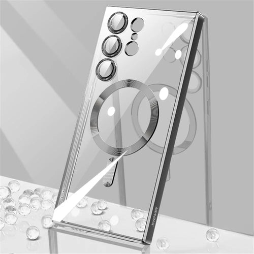 X-LEVEL For Samsung Galaxy S23 Ultra Magnetic Case Magnetic Case Clear Electroplating TPU Phone Cover - Black - 1