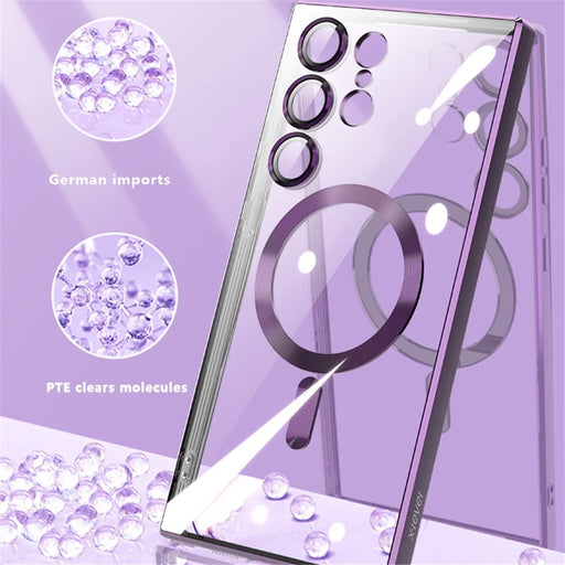 X-LEVEL For Samsung Galaxy S23 Ultra Magnetic Case Magnetic Case Clear Electroplating TPU Phone Cover - Black - 2