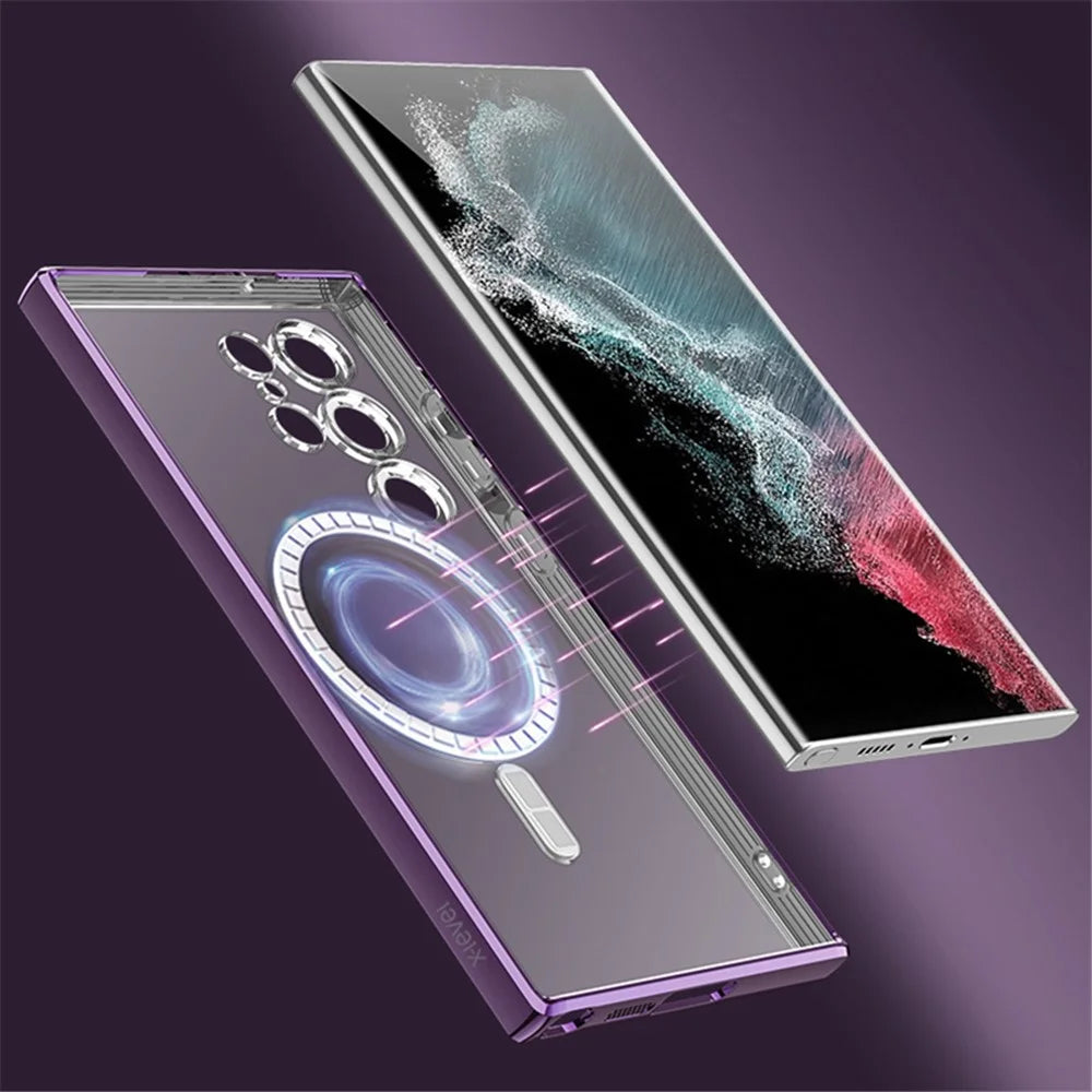 X-LEVEL For Samsung Galaxy S23 Ultra Magnetic Case Magnetic Case Clear Electroplating TPU Phone Cover - Black - 6