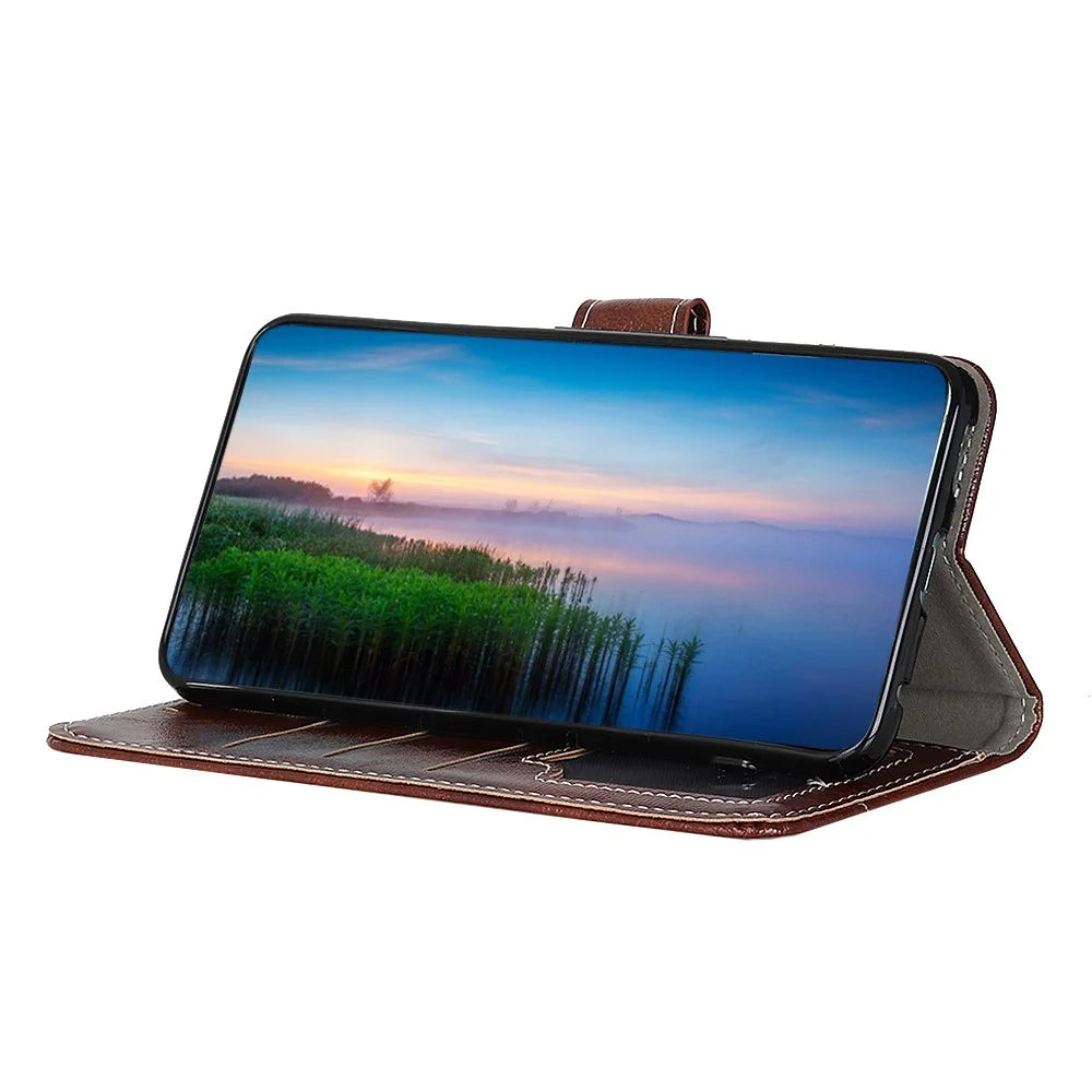 For Nokia XR21 Leather Wallet Phone Case Retro Crazy Horse Texture Anti-drop Stand Shell - Brown - 2