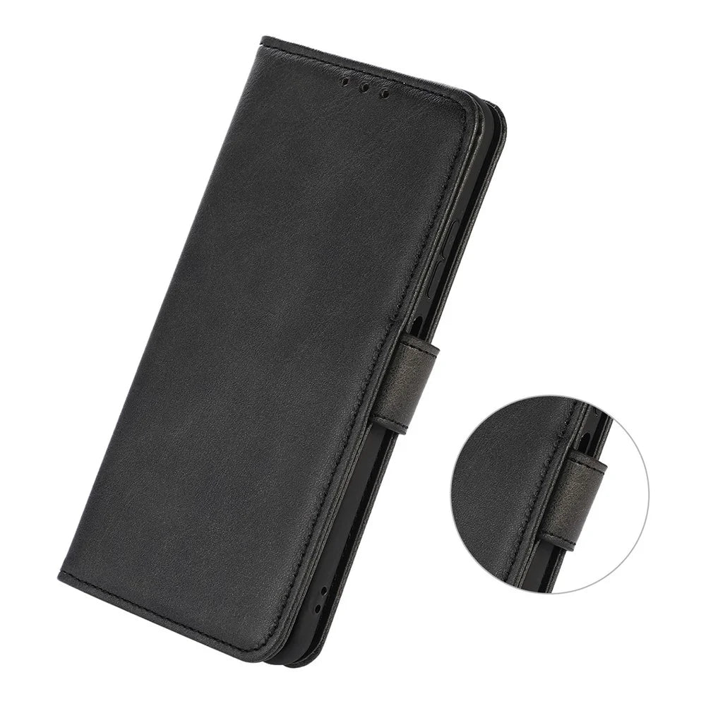 Stand Phone Case for OnePlus Nord 3 5G / Ace 2V , Wallet PU Leather Cowhide Texture Smartphone Cover - Black - 5