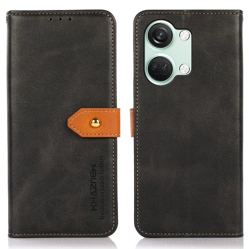 KHAZNEH For OnePlus Nord 3 5G / Ace 2V Cowhide Texture PU Leather Case Phone Shell Phone Stand Cover Wallet - Black - 1