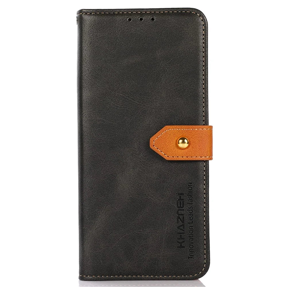 KHAZNEH For OnePlus Nord 3 5G / Ace 2V Cowhide Texture PU Leather Case Phone Shell Phone Stand Cover Wallet - Black - 6
