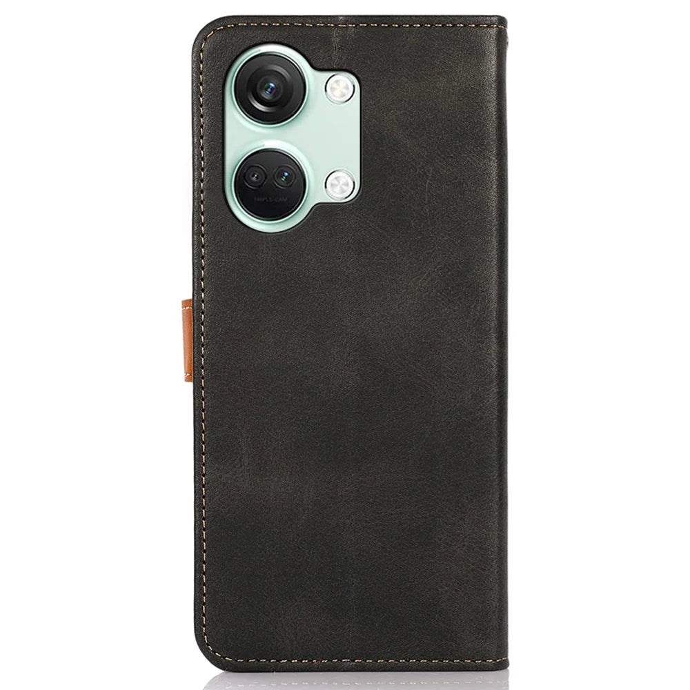 KHAZNEH For OnePlus Nord 3 5G / Ace 2V Cowhide Texture PU Leather Case Phone Shell Phone Stand Cover Wallet - Black - 7