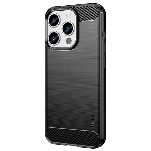 MOFI JK TPU Series-1 for iPhone 15 Pro Carbon Fiber TPU Case Brushed Protective Phone Cover - Black - 2