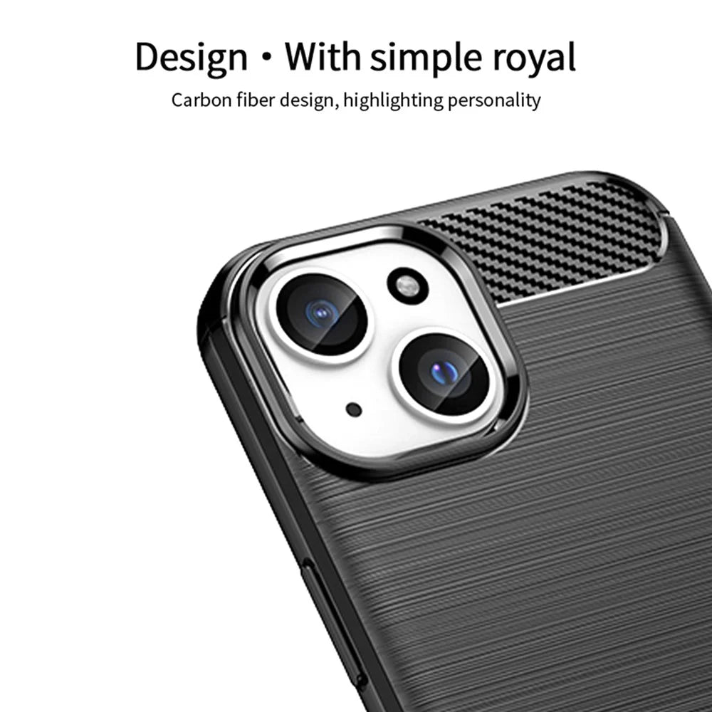 MOFI JK TPU Series-1 Carbon Fiber Texture TPU Case for iPhone 15 , Brushed Anti-scratch Phone Cover - Black - 4
