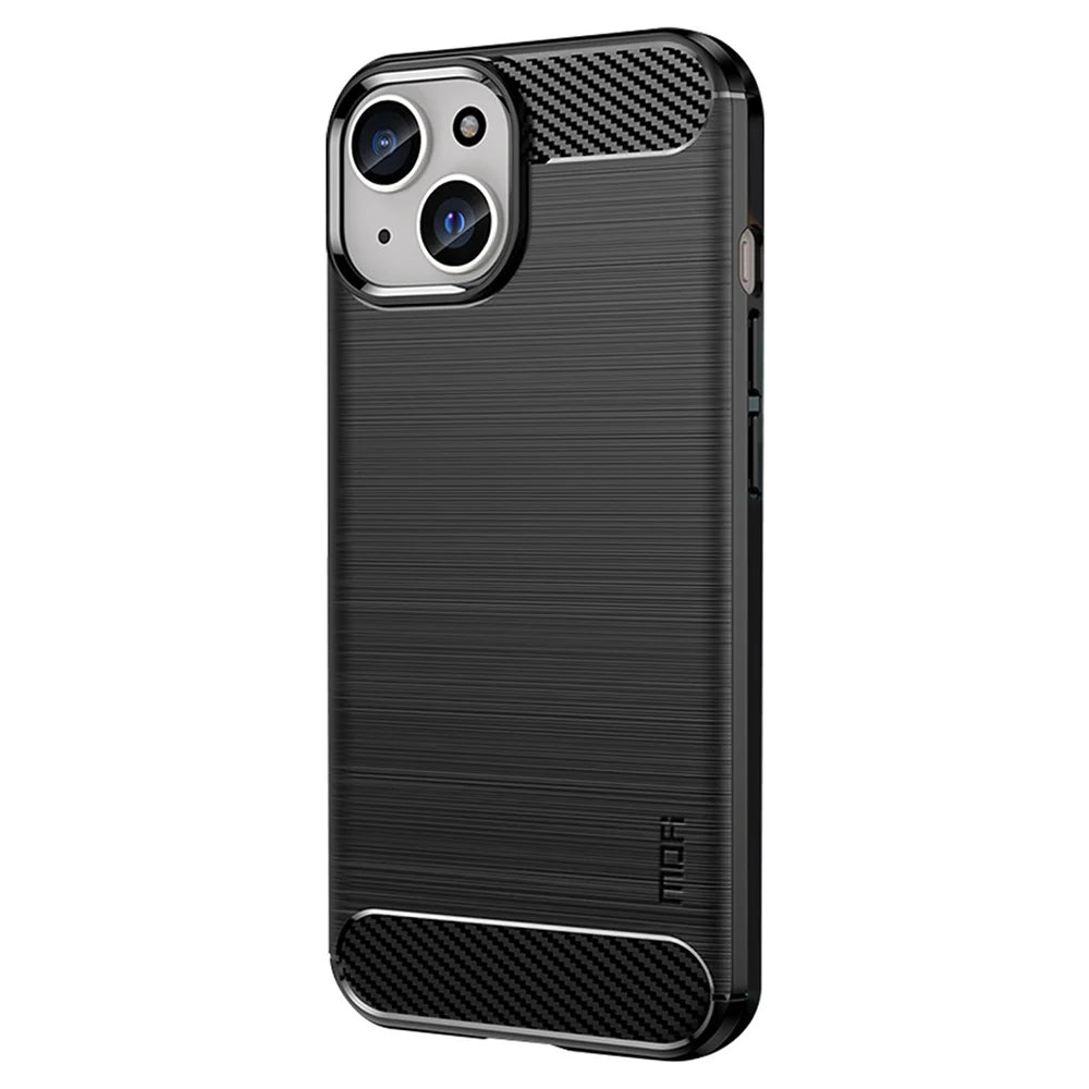MOFI JK TPU Series-1 for iPhone iPhone 15 Plus TPU Phone Case Carbon Fiber Anti-scratch Brushed Phone Cover - Black - 2
