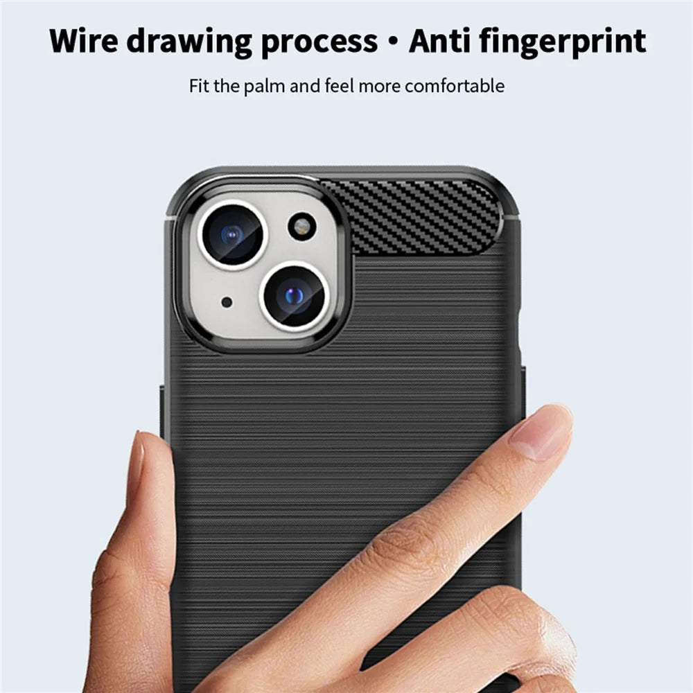 MOFI JK TPU Series-1 for iPhone iPhone 15 Plus TPU Phone Case Carbon Fiber Anti-scratch Brushed Phone Cover - Black - 7