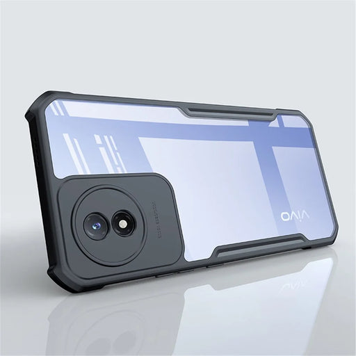 XUNDD Transparent Phone Case for vivo Y02 4G , Acrylic+TPU Anti-drop Phone Cover - Black - 2