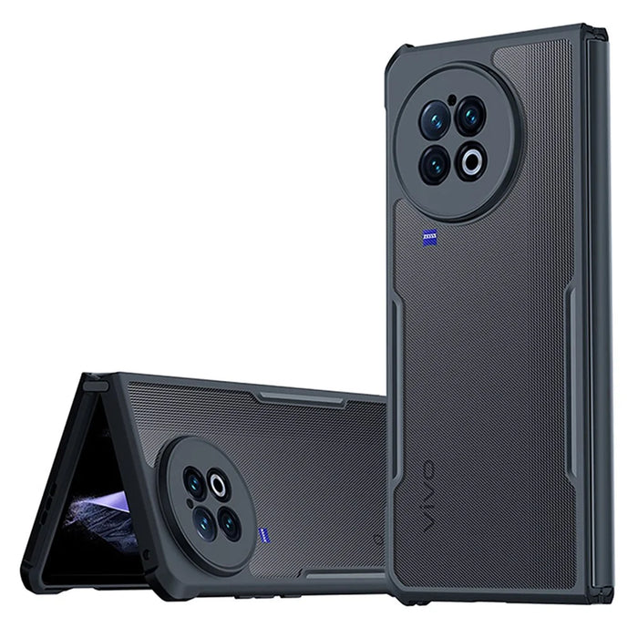 XUNDD For vivo X Fold2 Acrylic+TPU Phone Cover Anti-drop Protection Phone Case - Black / Laser Texture - 1