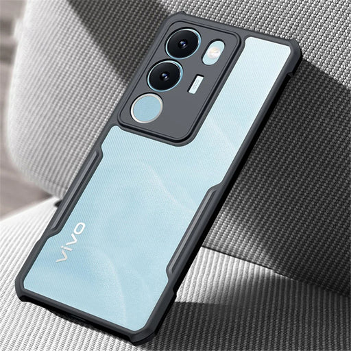 XUNDD For vivo S17 5G / V29 5G Acrylic+TPU Phone Case Drop-proof Cell Phone Back Cover - Black / Laser Texture - 2