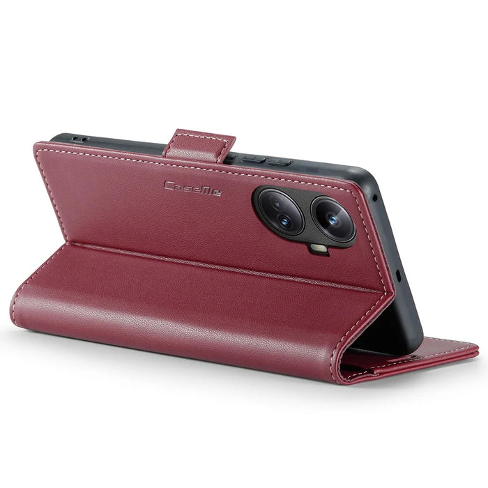 For Realme 10 Pro+ 5G Leather Case CASEME 023 RFID Blocking 3 Card Slot Mobile Cover - Red - 3