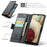 For Samsung Galaxy A12 Leather Case CASEME 023 RFID Blocking 3 Card Slot Mobile Cover - Black - 7