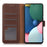For iPhone 15 Pro PU Leather Wallet Case Litchi Texture Foldable Stand Phone Cover - Brown - 3