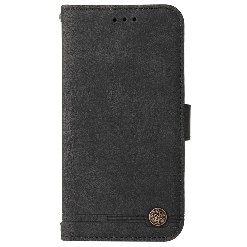 For Realme C53 (Global) / C53 (India) / C51 / Narzo N53 4G Leather Wallet Cases Skin Touch Phone Cover Stand with Strap - Black - 6