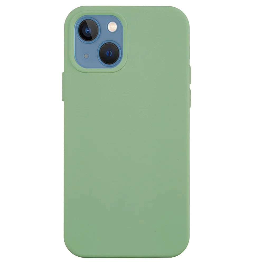 For iPhone 15 Plus Liquid Silicone Anti-drop Phone Case Soft Lining Back Cover - Mint Green - 1