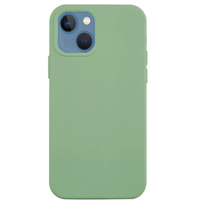 For iPhone 15 Plus Liquid Silicone Anti-drop Phone Case Soft Lining Back Cover - Mint Green - 1