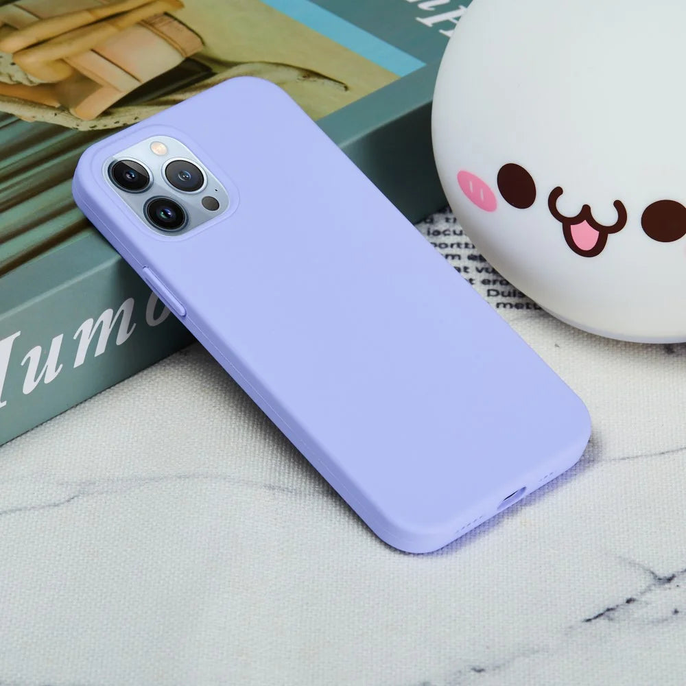 For iPhone 15 Pro Max Liquid Silicone Soft Lining Back Cover Anti-drop Phone Case - Light Purple - 6