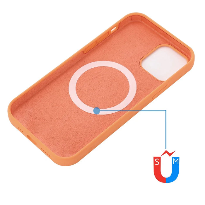 For iPhone 15 Pro Max Slim Phone Case Soft Silicone Phone Shell Compatible with MagSafe Wireless Charging - Orange - 4