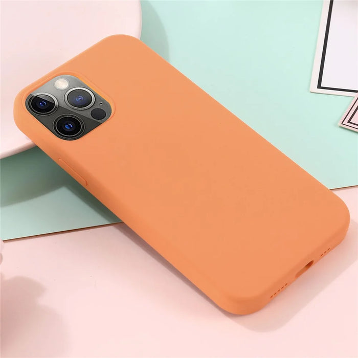 For iPhone 15 Pro Max Slim Phone Case Soft Silicone Phone Shell Compatible with MagSafe Wireless Charging - Orange - 7