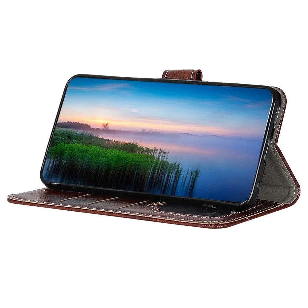 For OnePlus Nord 3 5G / Ace 2V Magnetic Clasp Leather Wallet Case Retro Crazy Horse Texture Stand Cover - Brown - 2
